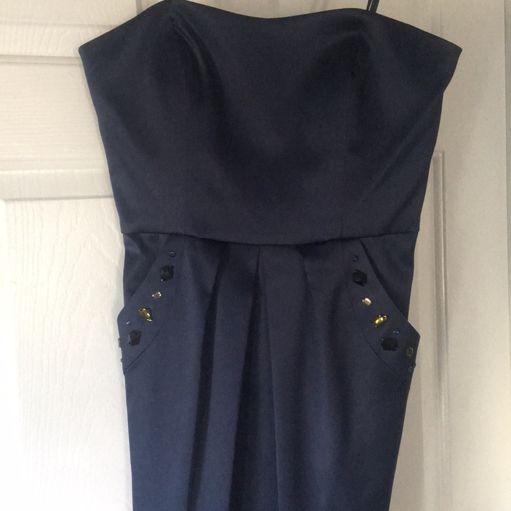 BCBG strapless navy dress